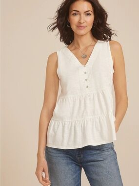 Nwot Maurices White V-Neck babydoll sleevelesstank